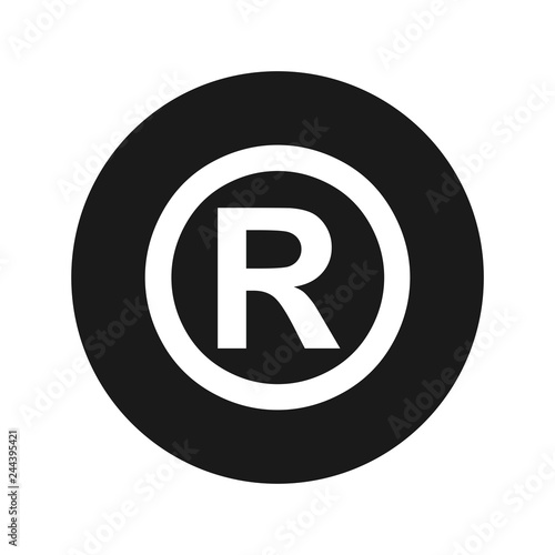 Registered symbol icon flat black round button vector illustration