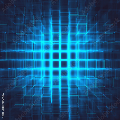 Abstract image of connected power lines, interconnected in technology concept. 3D illustration abstract background.