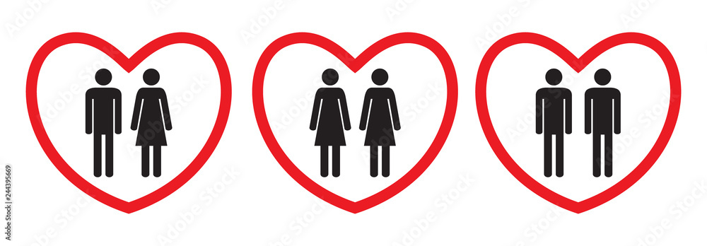 Homosexual and heterosexual love icons Homosexual and heterosexual love icons