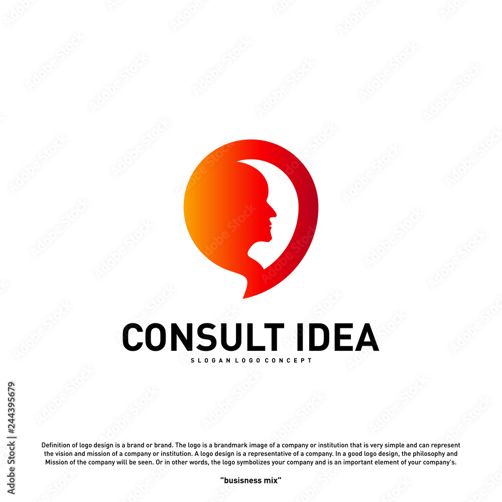 Modern Business Consulting Agency logo design template. Talk People Head logo concept