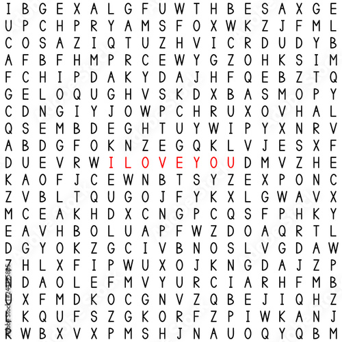 I love you. Find the words in the word puzzle.