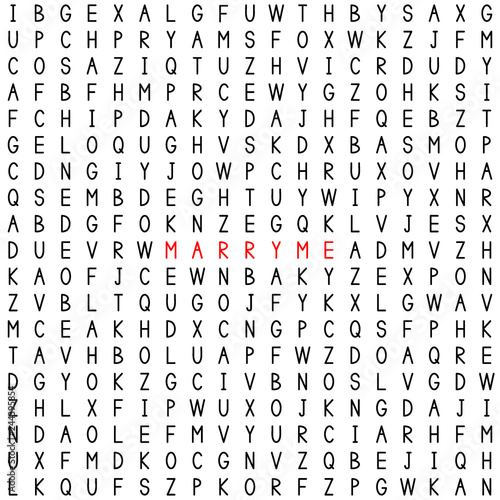 Marry me. Find the words in the word puzzle.