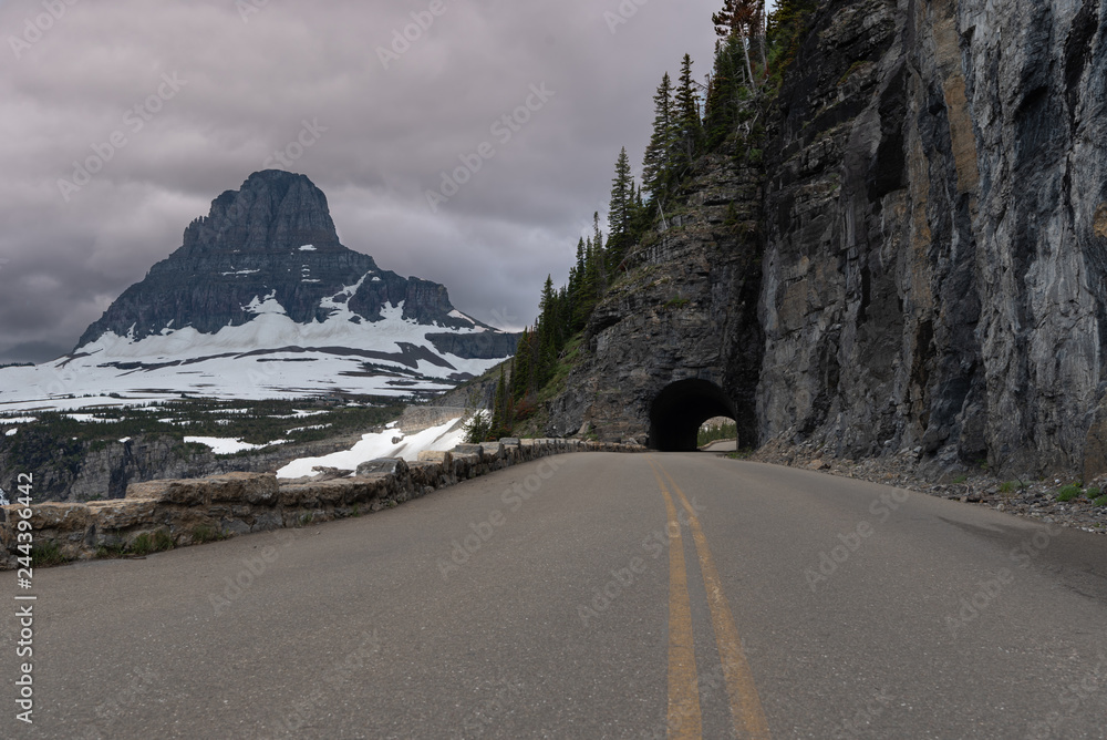 Tunnel and Mount Clements On Going To The Sun Road