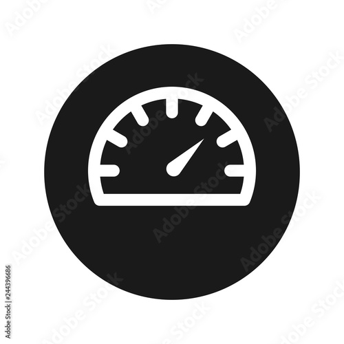 Speedometer gauge icon flat black round button vector illustration
