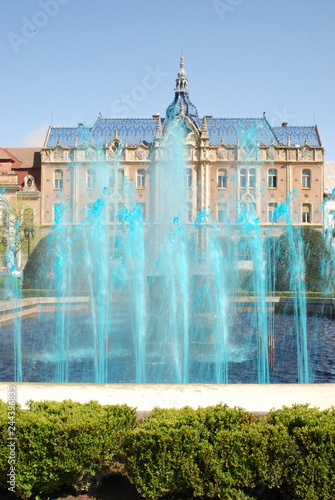 Artesian fountain with blue water ,in Satu Mare, Romania, 2008