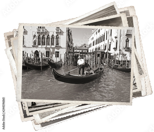 Stack of old vintage photos in Venice Italy