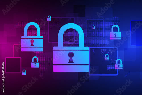 Abstract technology background protect system innovation. Security cyber digital concept. Vector illustration