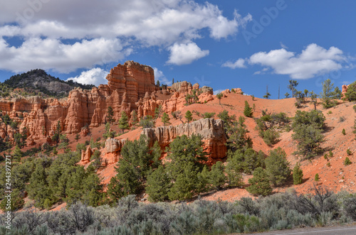 sandstone cliffs and hoodoos at Red Canyon in Dixie National Forest (Garfield County, Utah)