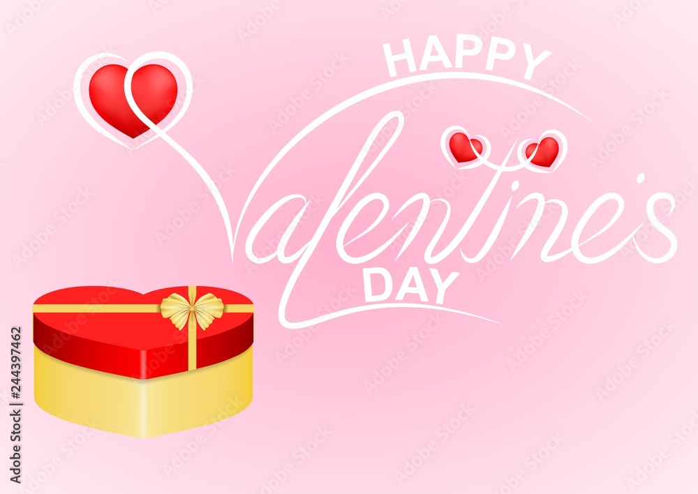 Happy Valentine's Day. Typography background with beautiful handwritten calligraphy text.  Vector illustration