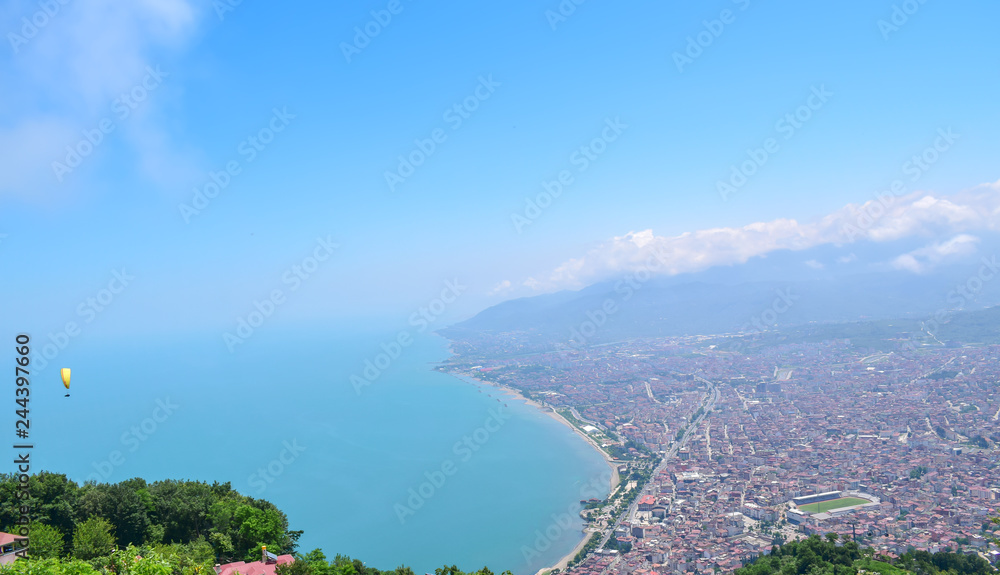Top view of the center of Ordu, one of the cities on the Black Sea, Turkey,