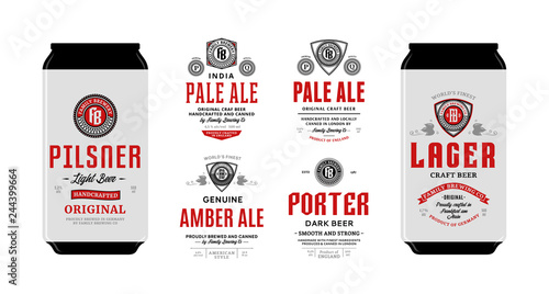Vector beer labels and can mockups