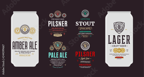 Vector beer labels and can mockups