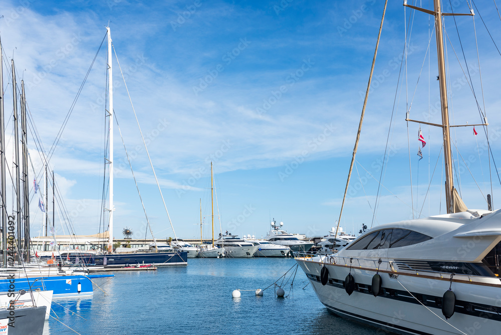 Fototapeta premium Yachts in Port Hercule, Marina of Monte Carlo, Monaco
