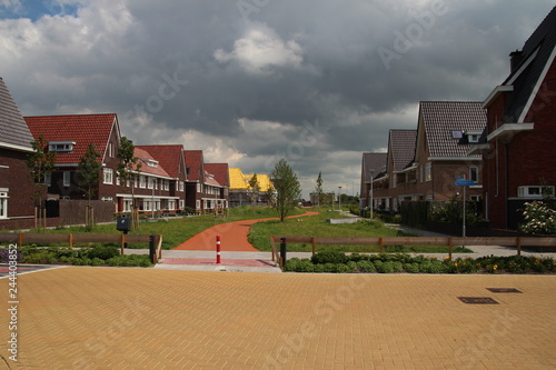Construction of the new residential district Jonge Veenen with also a new school in Moerkapelle in the Netherlands with playground photo