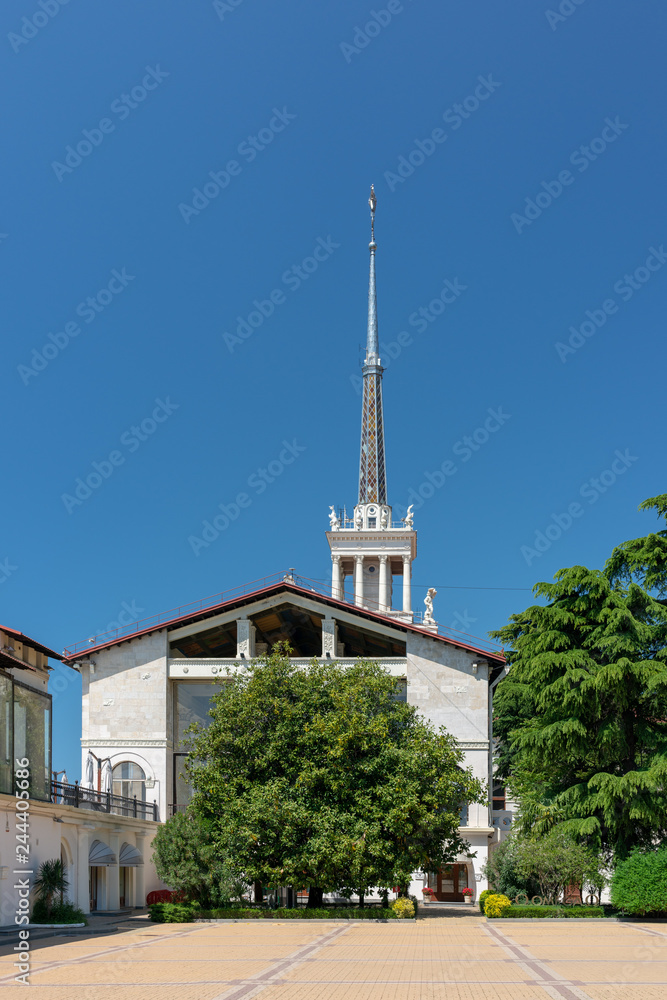 Fototapeta premium Sochi Marine Station building, view from shore