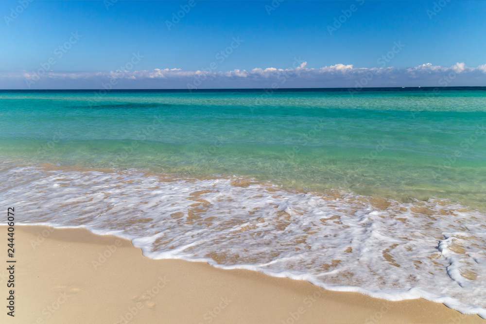 Background of tropical white sand beach and turquoise sea