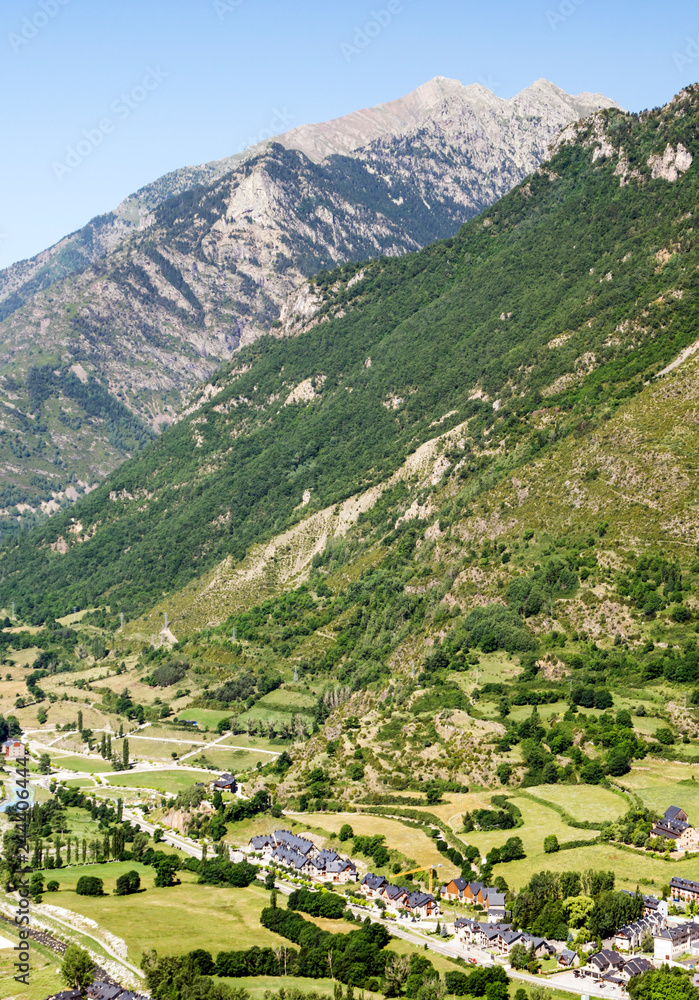Mountains of the Pyrenees in the Benasque valley in Spain on a sunny day. Mountains of the Pyrenees in the Benasque valley in Spain on a sunny day.