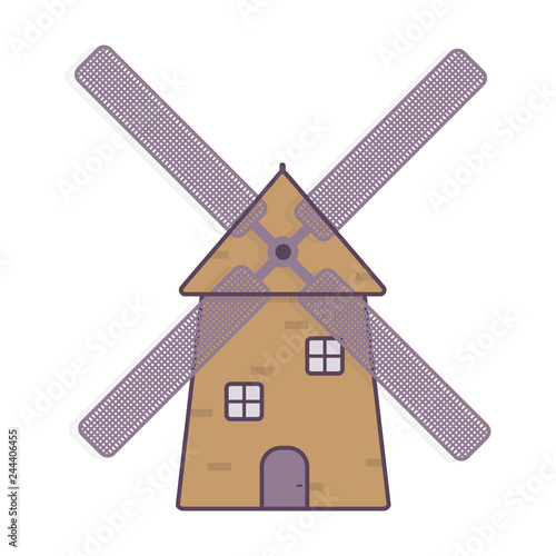 magic windmill for decoration of flour production plant vector illustration