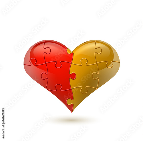 Obraz na płótnie Colorful vector puzzle heart w salonie