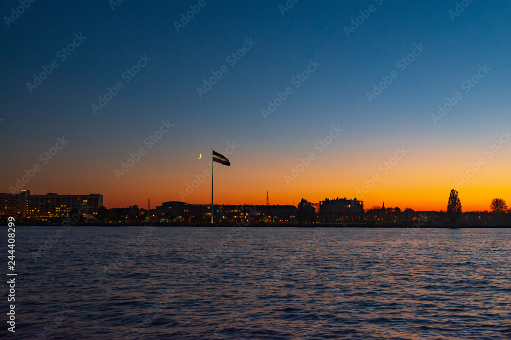 View of the Riga, the capital of Latvia on Baltic Sea on Dougava River in Europe in autumn