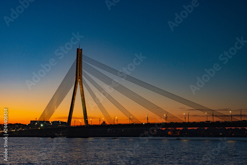 View of the Riga, the capital of Latvia on Baltic Sea on Dougava River in Europe in autumn
