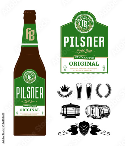 Vector beer label on bottle