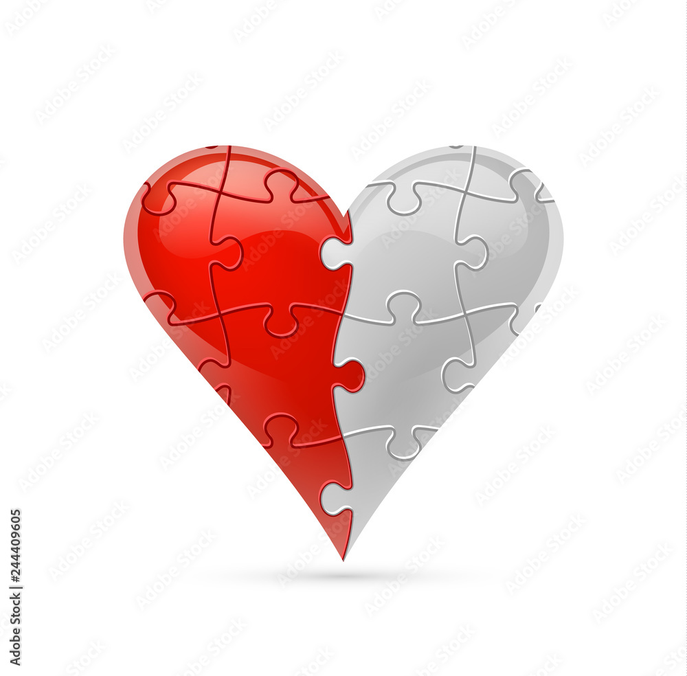 Colorful vector puzzle heart