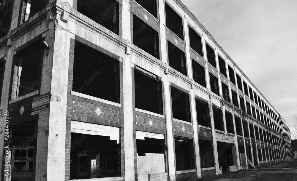 Abandoned auto plant from street Abandoned auto plant from street