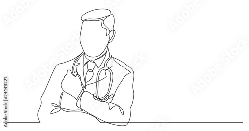 one line vector drawing of hospital man doctor thinking