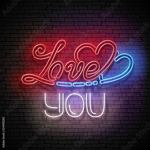 Vintage Glow Signboard with Love You Inscription