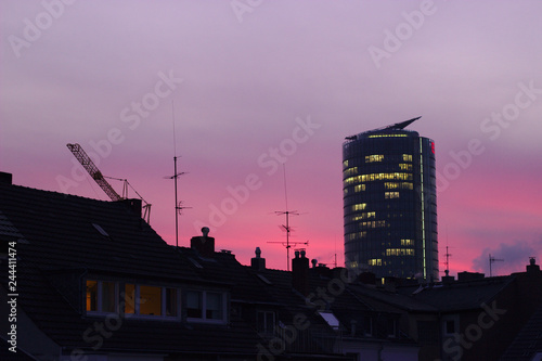 Sunset in urban area