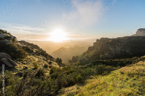 Foggy canyon sunrise in Los...
