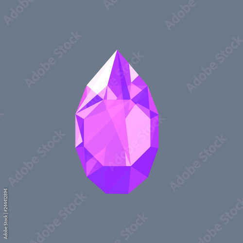 Pink sapphire gem shining logo vector drop shaped