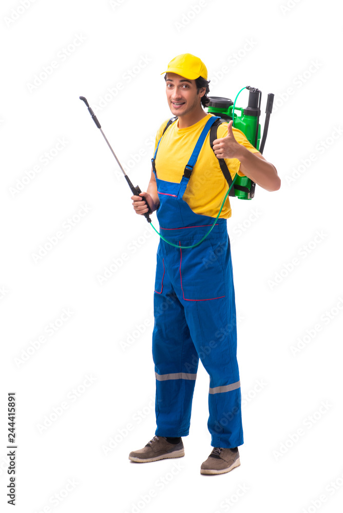 Pest control contractor isolated on white background Pest control contractor isolated on white background