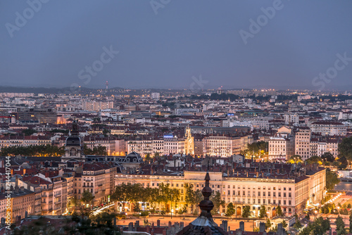 Vue nocturne de Lyon  France