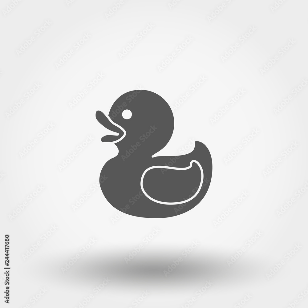 Rubber duck. Toy. Icon. Vector illustration. Silhouette. Flat design