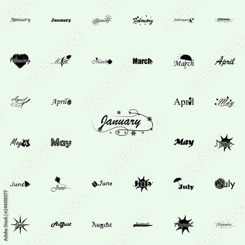 January icon. Name of month icons universal set for web and mobile