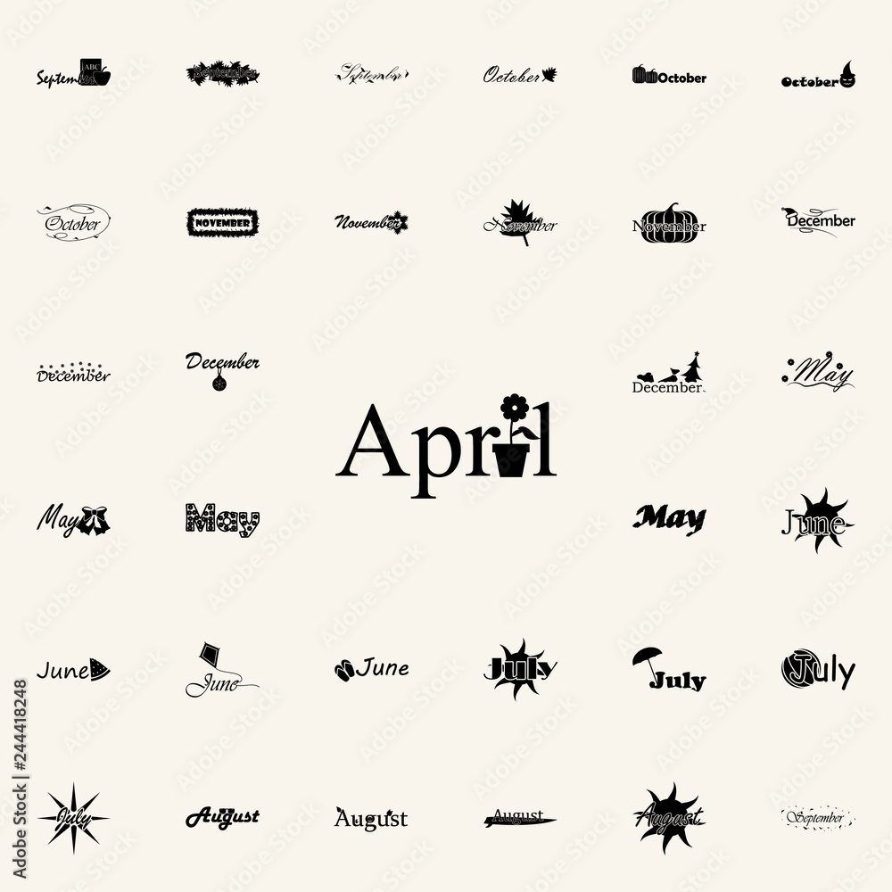 April icon. Name of month icons universal set for web and mobile