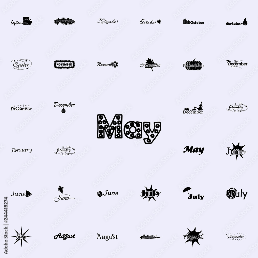 May icon. Name of month icons universal set for web and mobile May icon. Name of month icons universal set for web and mobile