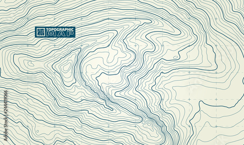 The stylized height of the topographic contour in lines and contours. The concept of a conditional geography scheme and the terrain path. Vector illustration.