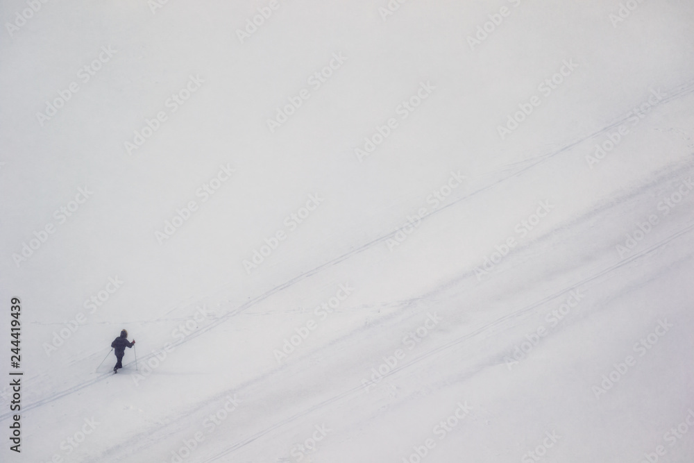 skier on cold day with lots of snow in stockholm skier on cold day with lots of snow in stockholm