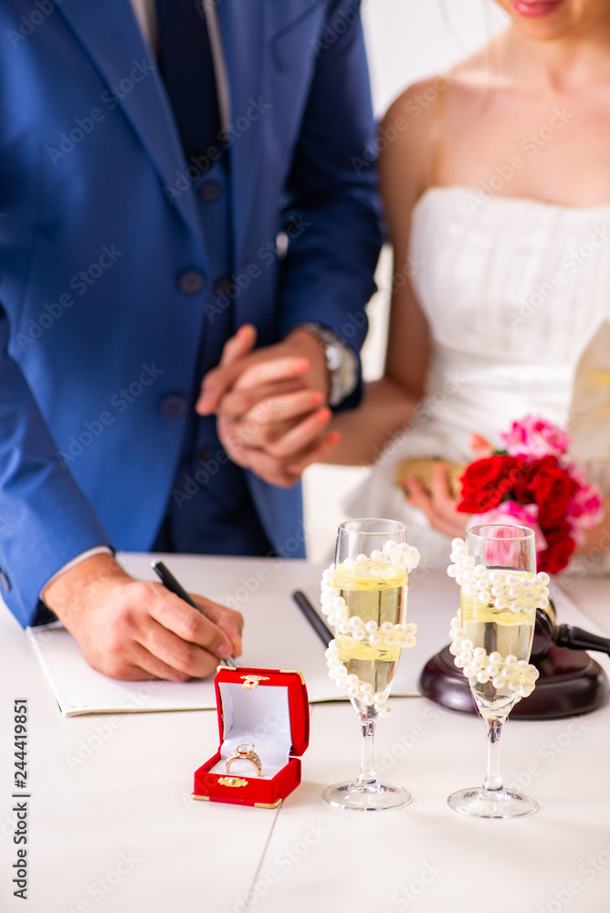 Wedding ceremony with wife and husband