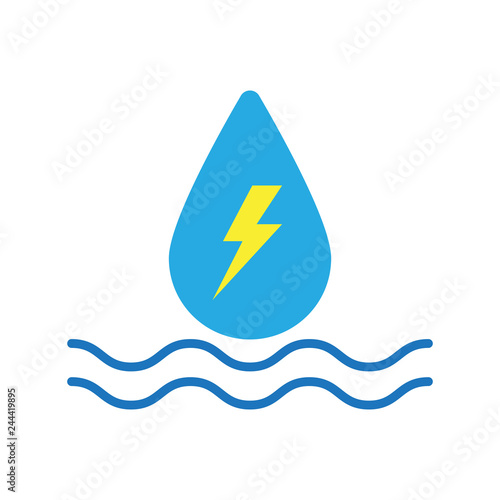 hydroelectric colored flat icon vector design illustration