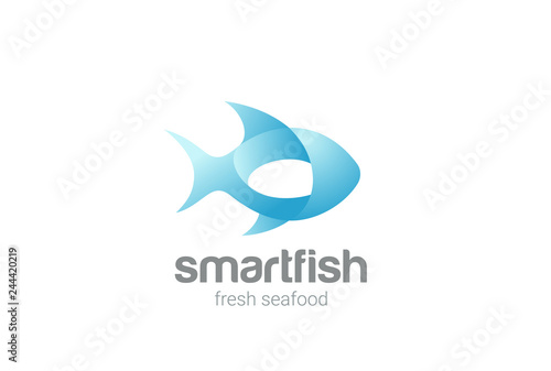Fish Logo 3D design vector Seafood Restaurant store concept icon