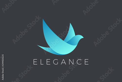 Flying Bird Logo design vector. Dove Pigeon Cosmetics icon