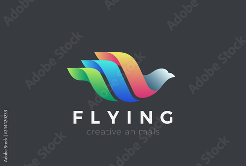 Flying Bird Logo design vector. Dove Swan Pigeon Logotype icon