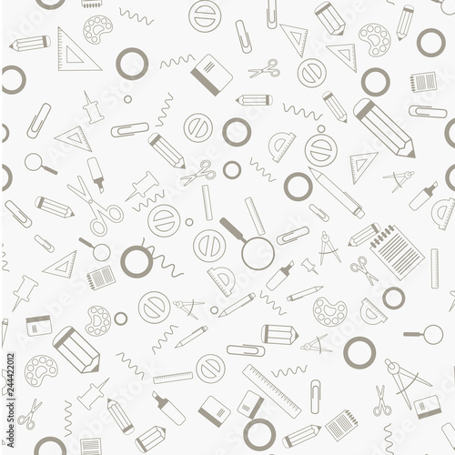 seamless vector pattern with school icons for year planer, calendar, organizer on light background