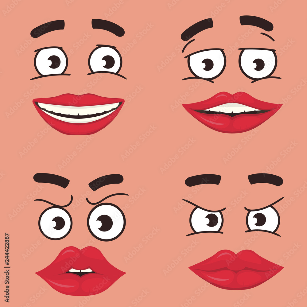 Funny Faces set Cartoon, Comics Face expressions vector collection Funny Faces set Cartoon, Comics Face expressions vector collection