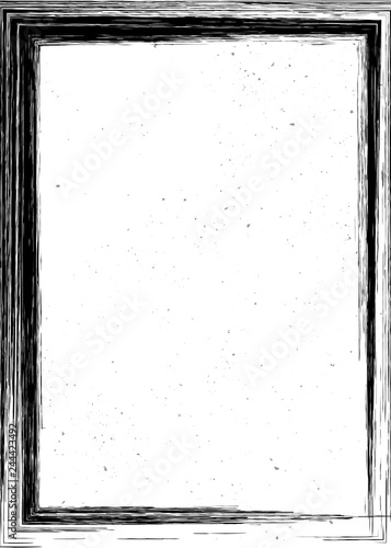 Hand drawn grunge frame. Rectangular textured border with copy space for social media story or post layout.