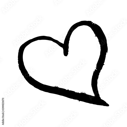 Hand drown heart on white background. Grunge shape of heart. Black textured brush stroke. Valentine’s day sign. Love symbol. Easy to edit vector element of design.